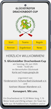 Web App zum Glückstädter Drachenboot-Cup: Rennplan & Ergebnisse...