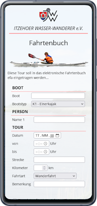 Elektronisches Fahrtenbuch für Kanusportler auf dem Smartphone Elektronisches Fahrtenbuch für Kanusportler auf dem Smartphone